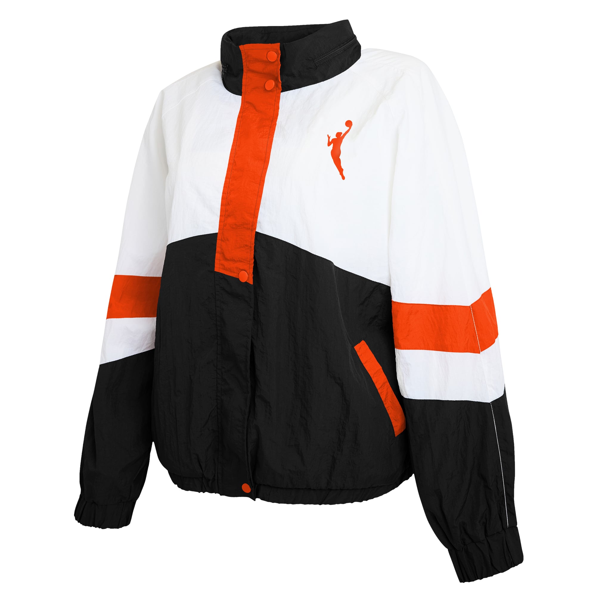 Veste coupe-vent zippée blanche et noire WNBA pour femme de la marque WEAR by Erin Andrews