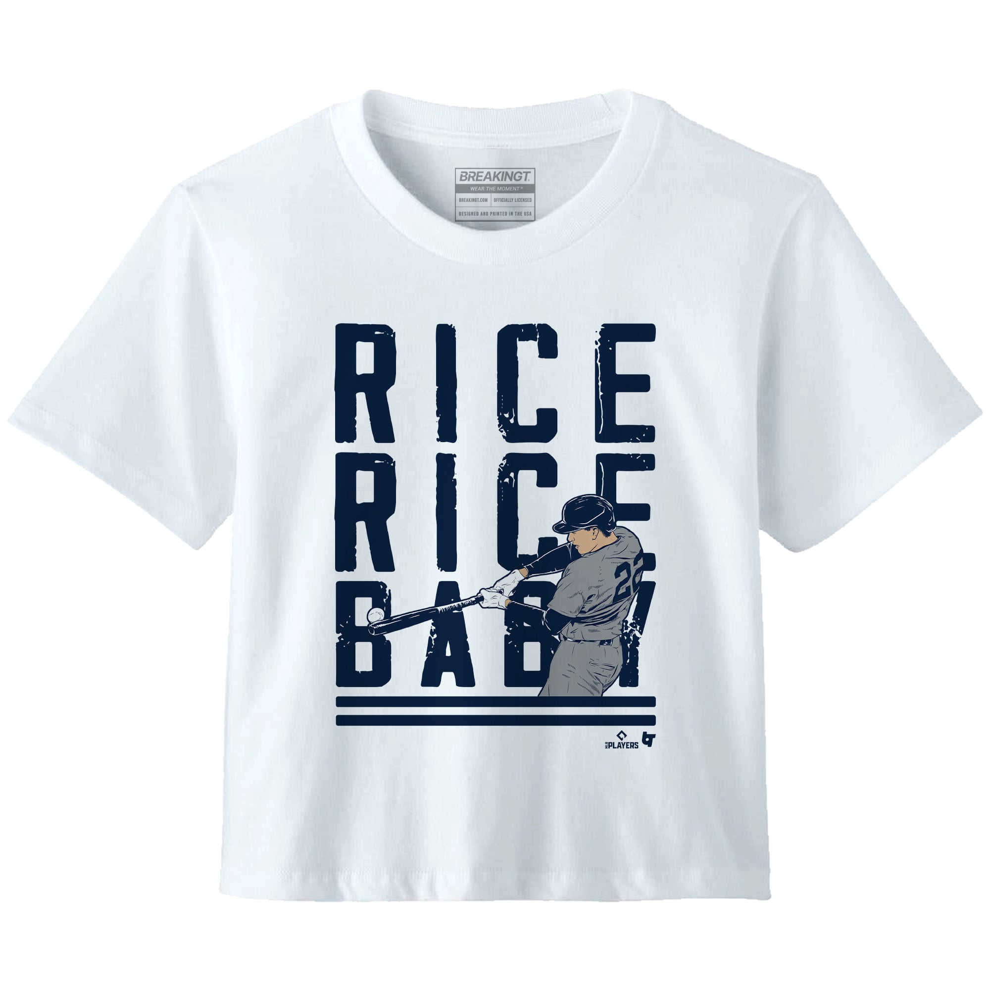 T-shirt boxy premium pour femme BreakingT Ben Rice blanc New York Yankees Baby