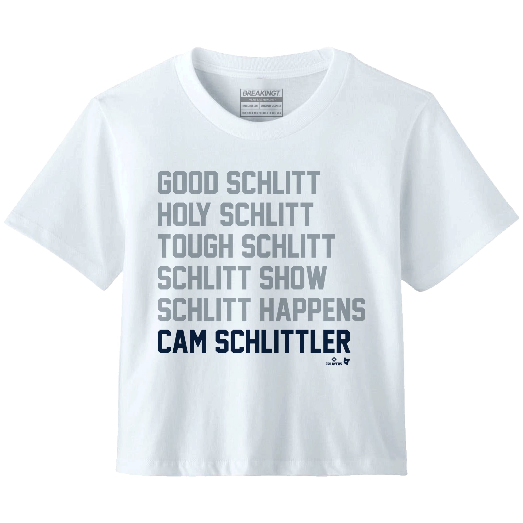 T-shirt premium boxy BreakingT Cam Schlittler blanc New York Yankees pour femme