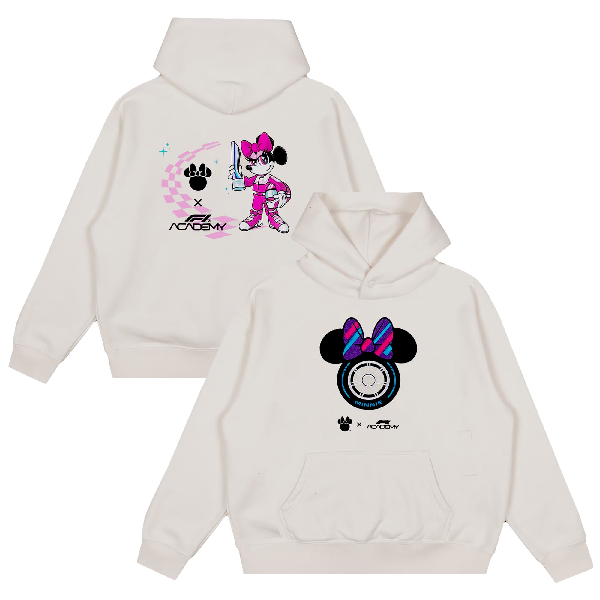 Sweat à capuche crème pour femme F1 Academy x Disney Minnie Mouse
