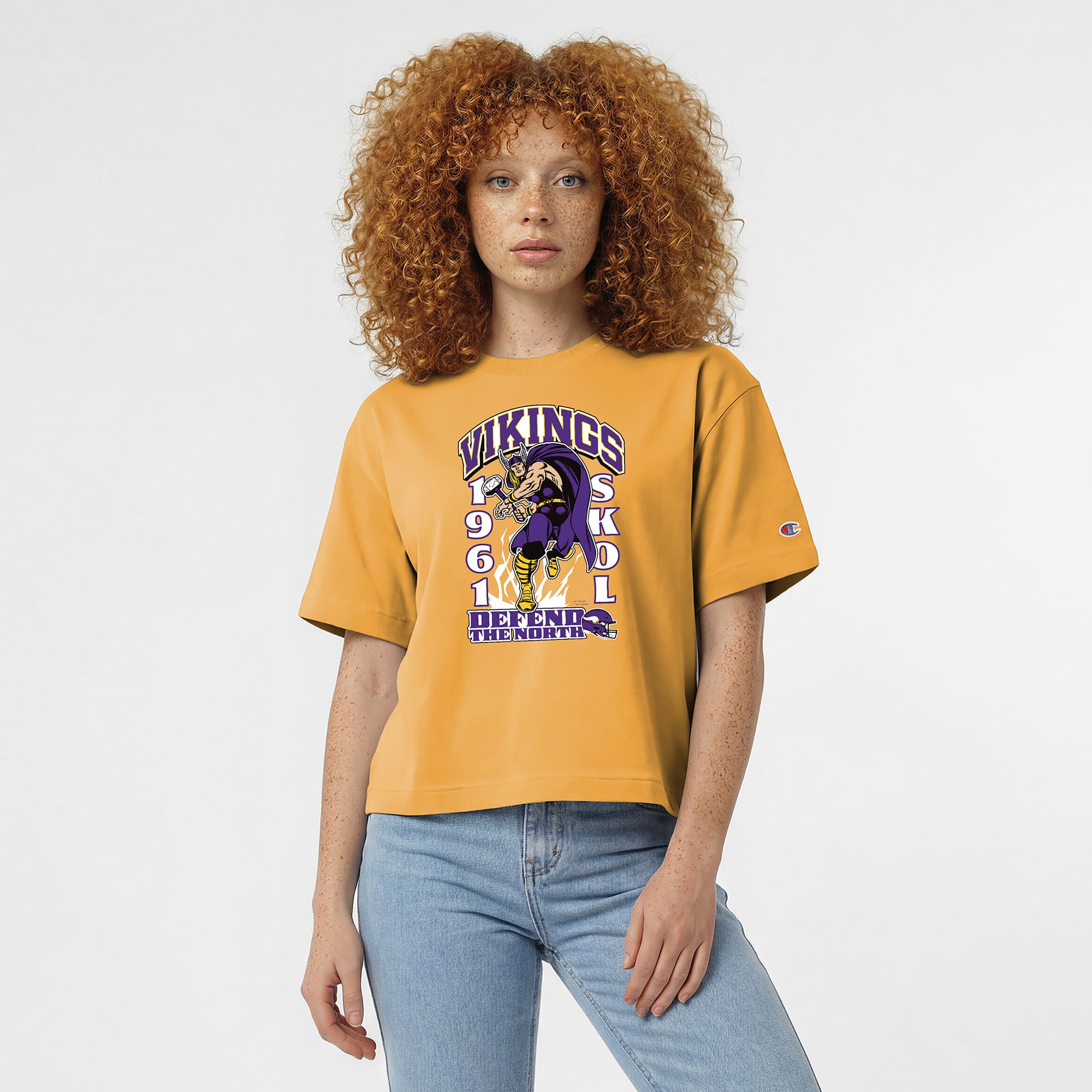 Women's Disney x Champion Gold Minnesota Vikings Thor All-Star T-Shirt
