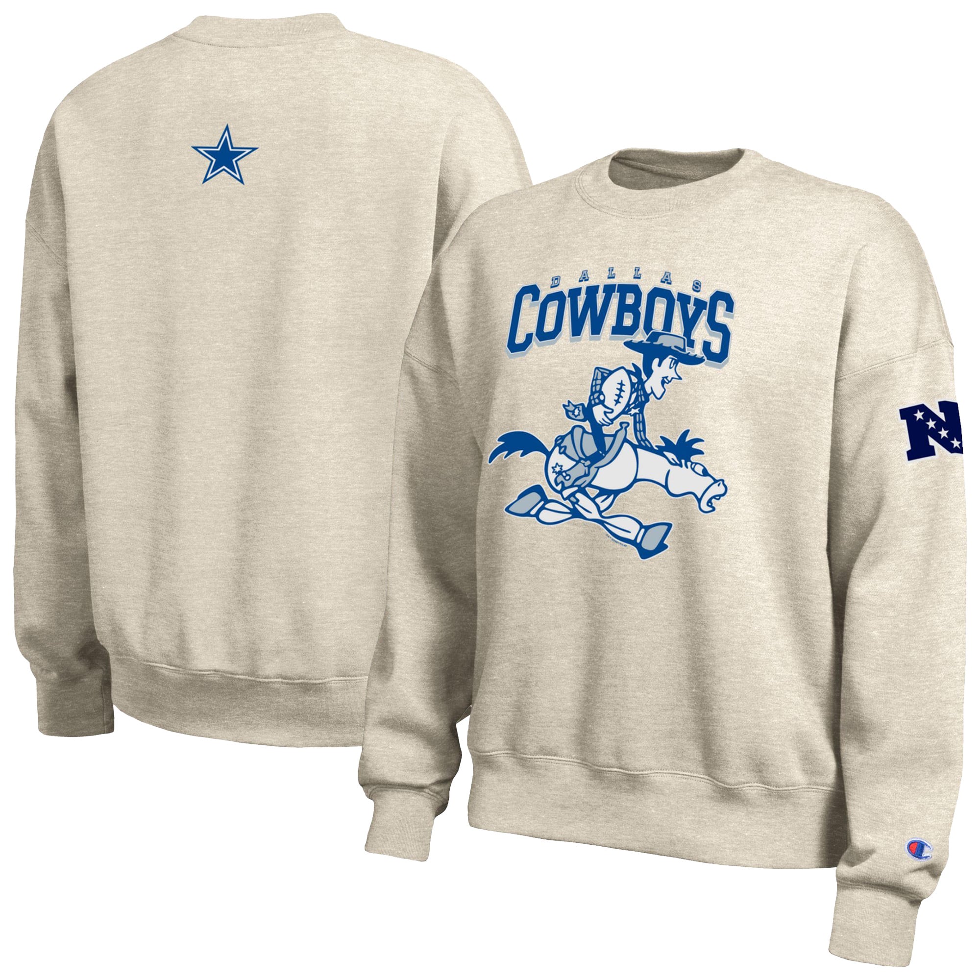 Sweat-shirt polaire Disney x Champion Dallas Cowboys All-Star pour femme, couleur avoine