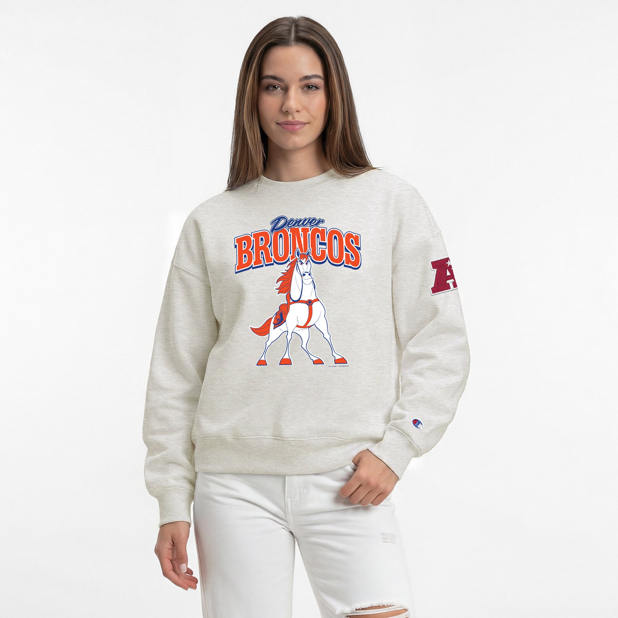 Sweat-shirt polaire Disney x Champion couleur avoine Denver Broncos All-Star pour femme