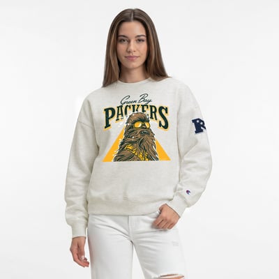  Green Bay Packers Women's Disney x Champion All-Star Fleece Crew Sweatshirt - Oatmeal
