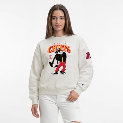 Kansas City Chiefs Women's Disney x Champion All-Star Fleece Crew Sweatshirt - Oatmeal