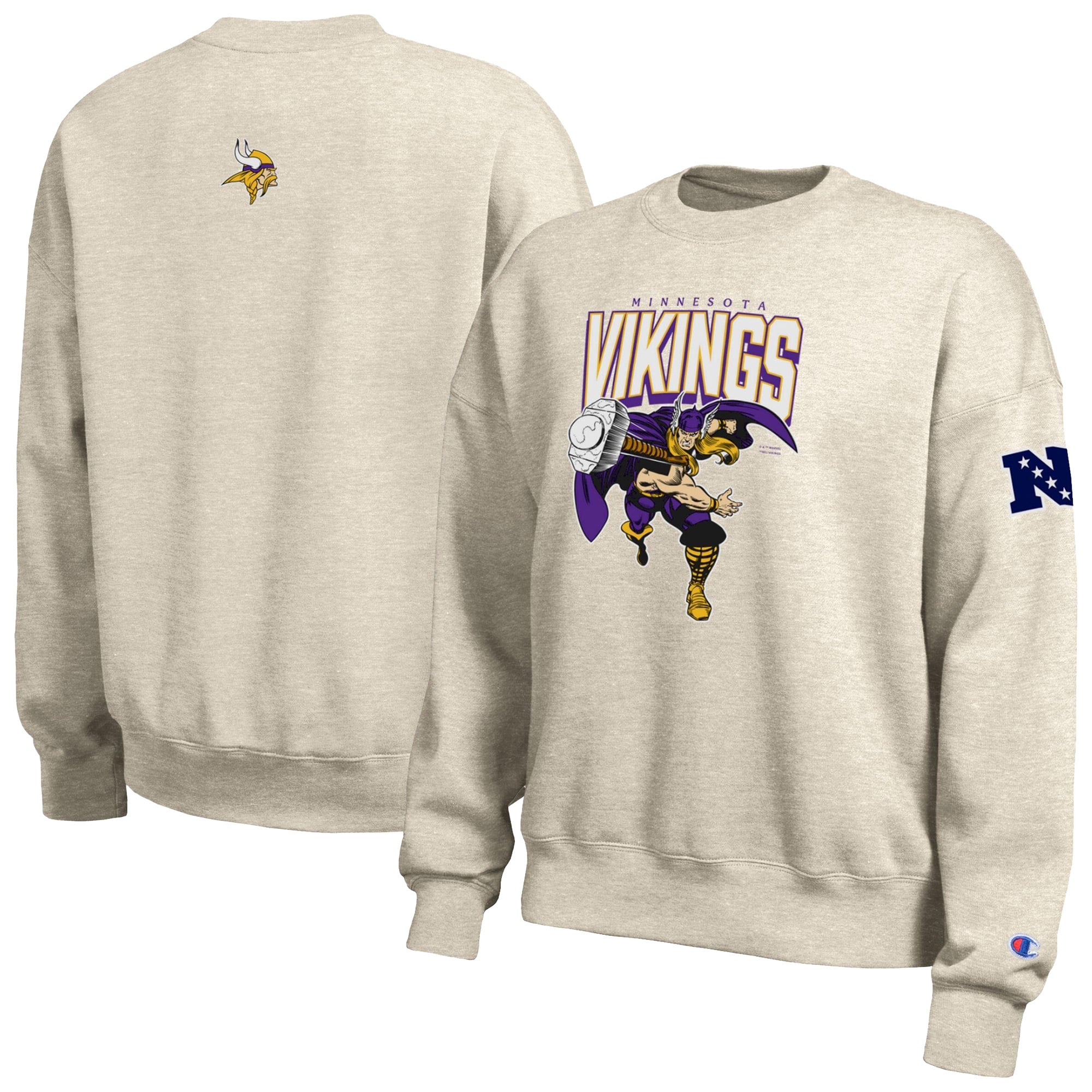 Sweat-shirt polaire Disney x Champion All-Star Minnesota Vikings couleur avoine pour femme