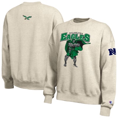  Philadelphia Eagles Women's Disney x Champion All-Star Fleece Crew Sweatshirt - Oatmeal