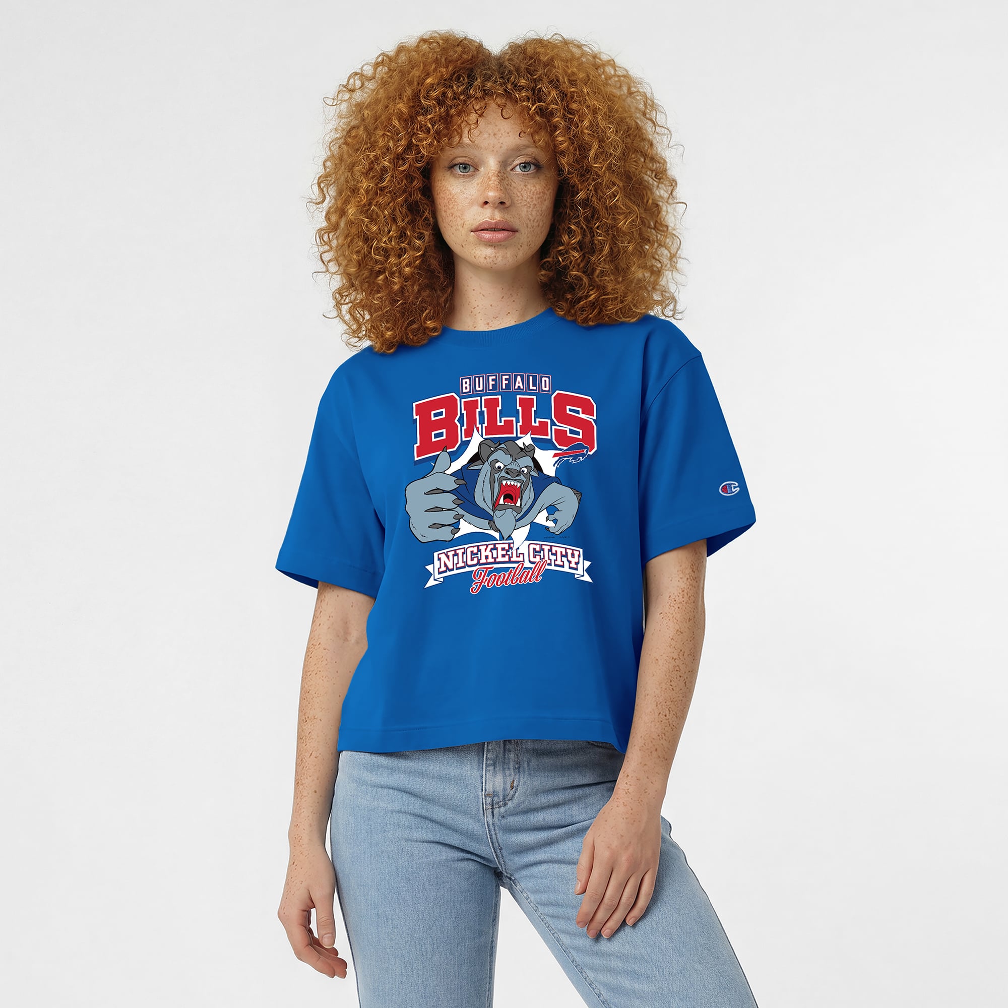 T-shirt Disney x Champion Royal Buffalo Bills Beast All-Star pour femmes