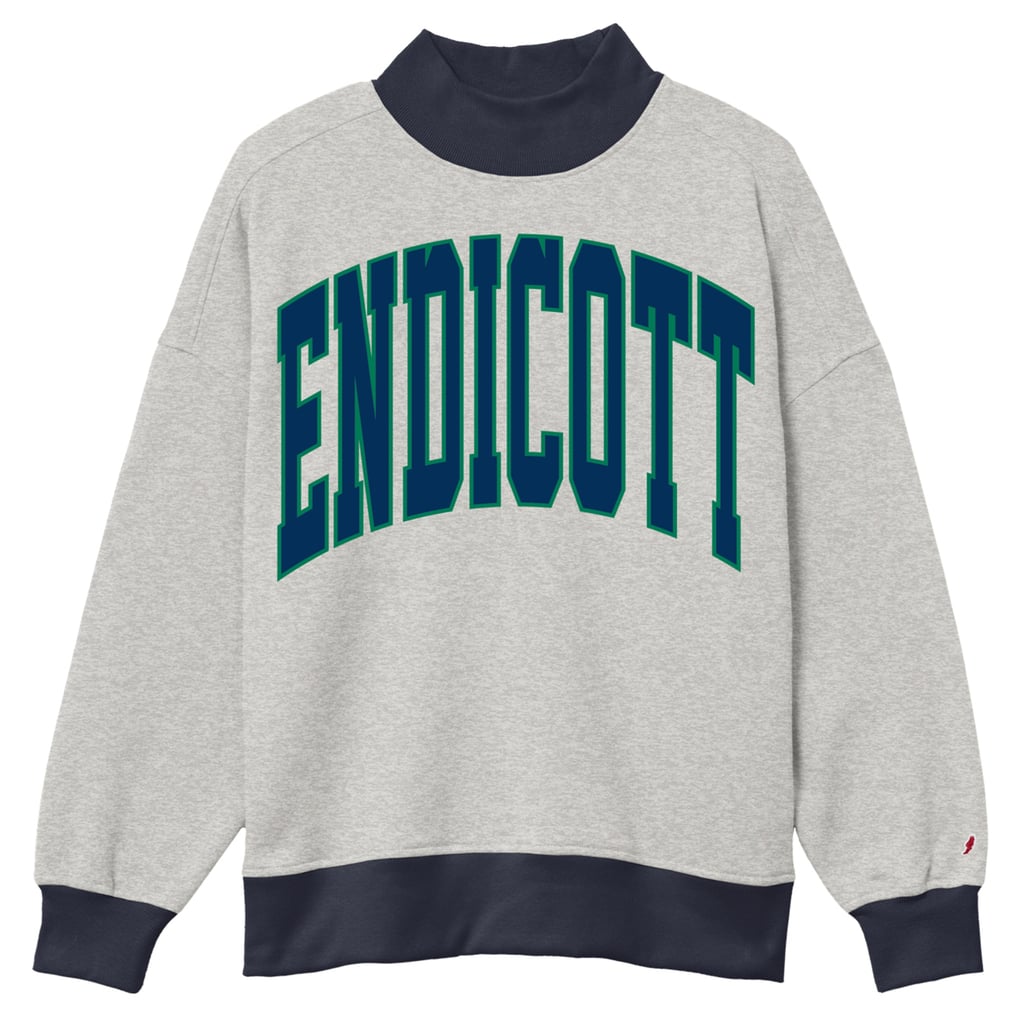 Womens LEAGUE GRY Endicott College Gameday Diana Colorblock Mock Neck Crew