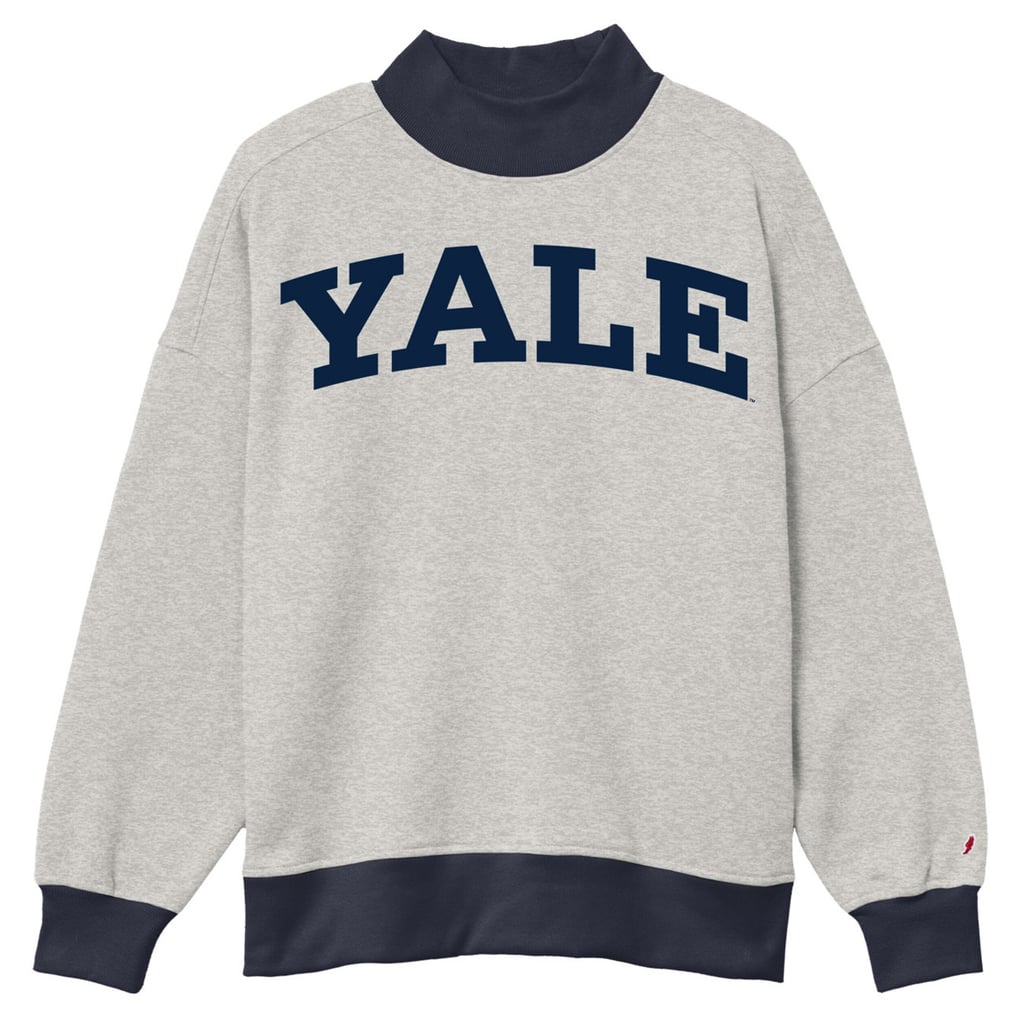 Womens LEAGUE GRY Yale Bulldogs Gameday Diana Colorblock Mock Neck Crew