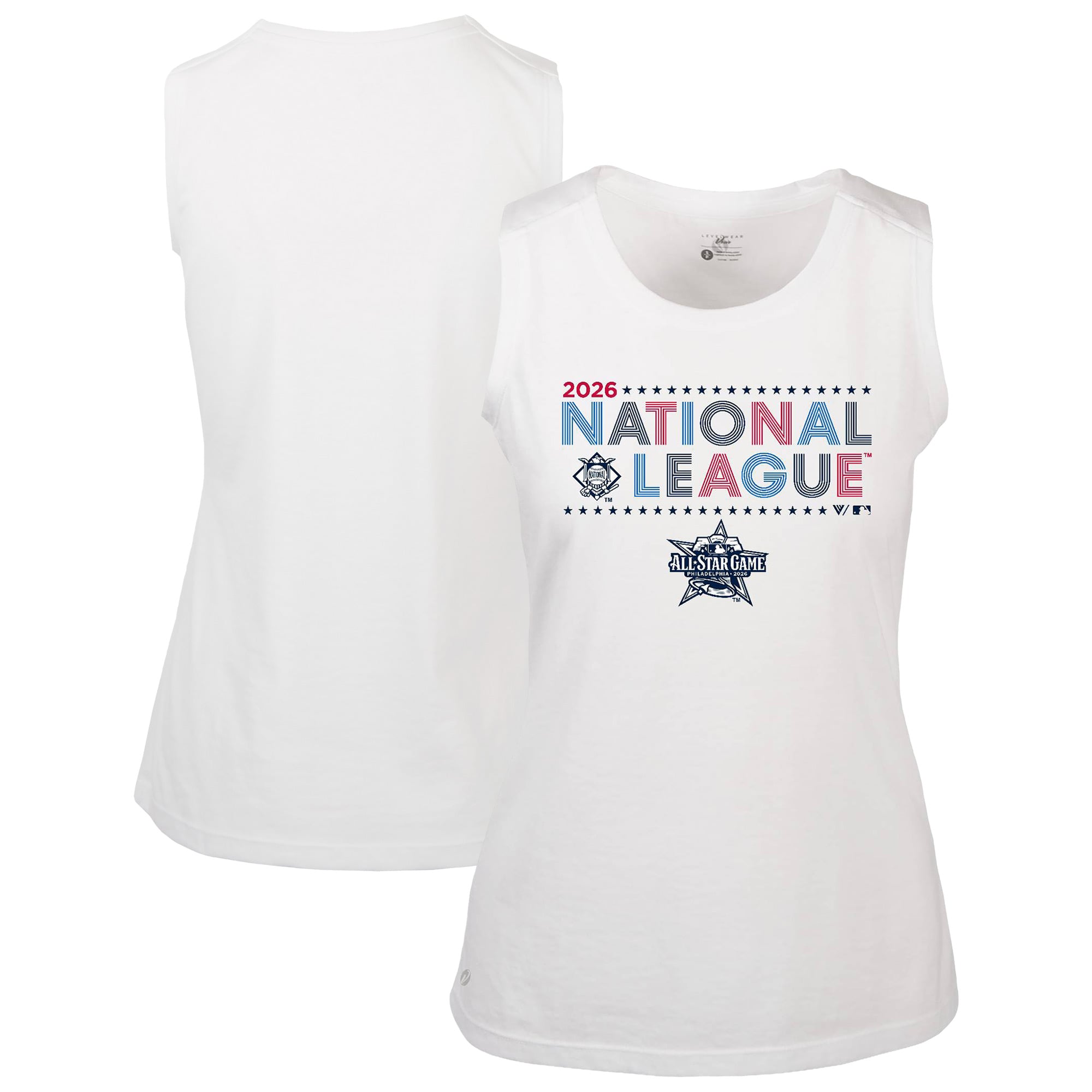 Women's Levelwear White 2026 MLB All-Star Game National League Star-Spangled Macy Sleeveless Tee