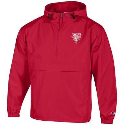 Worcester Polytechnic Institute Engineers Champion Packable Half-Zip Hooded Jacket - Red
