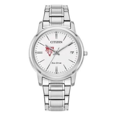  Worcester Polytechnic Institute Engineers Citizen Watch Women's Eco-Drive White Dial Stainless Steel Watch - Silver