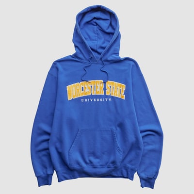 Worcester State Lancers Champion 2000s Hooded Pullover Sweatshirt - Blue - S by Fanatics Real Vintage