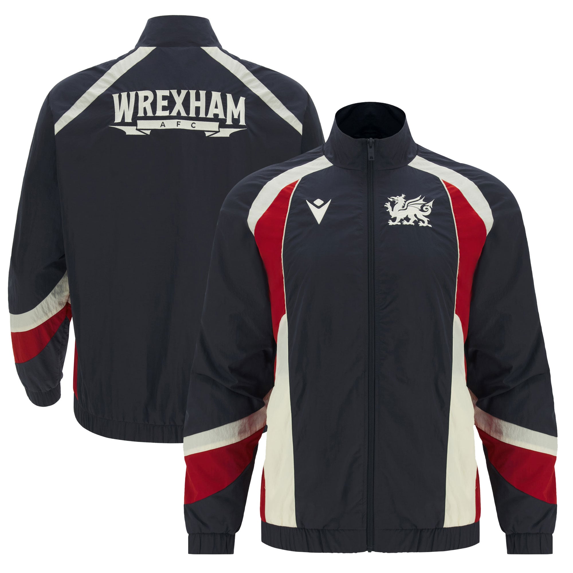 Men's Macron Navy Wrexham Heritage Anthem Full-Zip Jacket