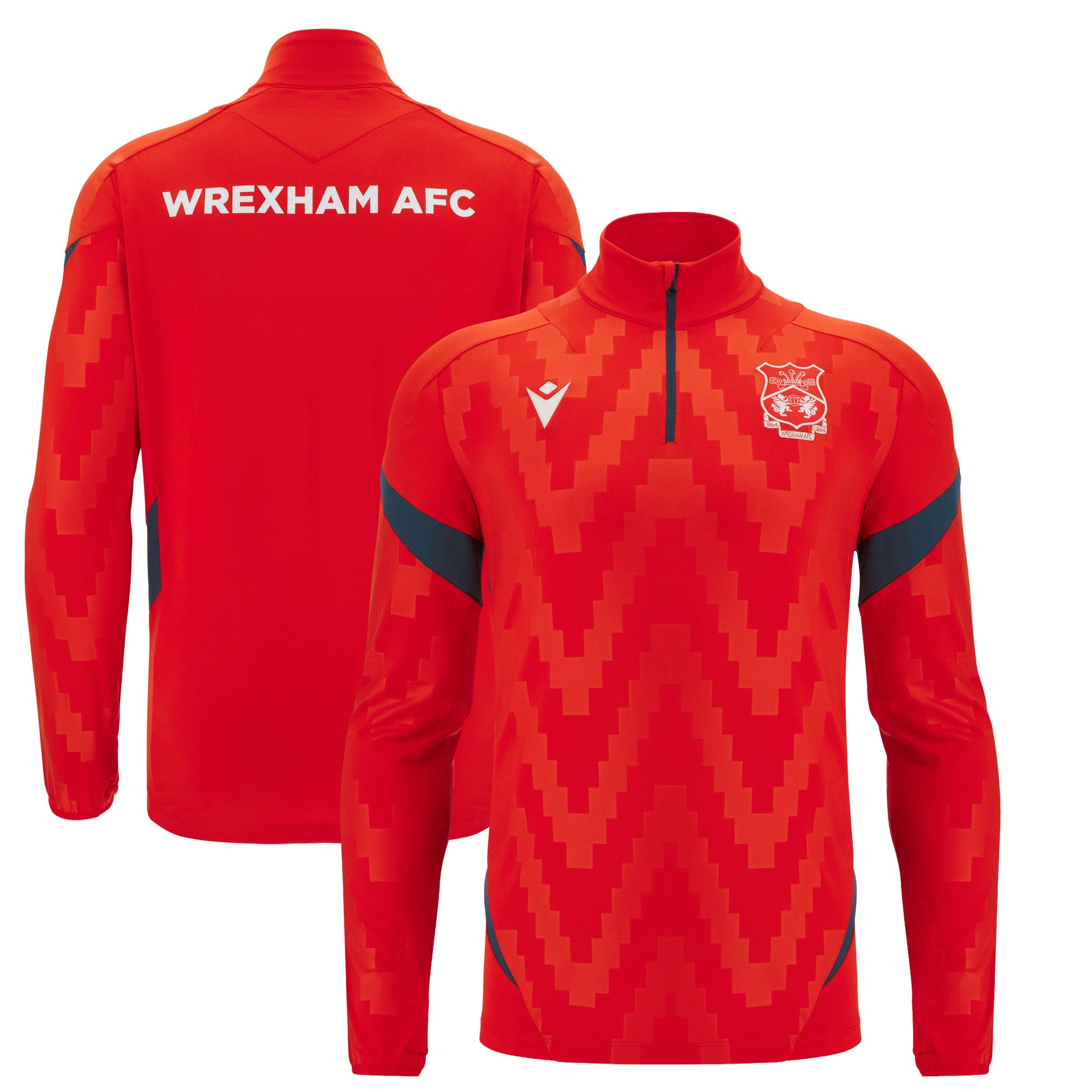 Pull d'entraînement Wrexham rouge à quart de zip pour homme