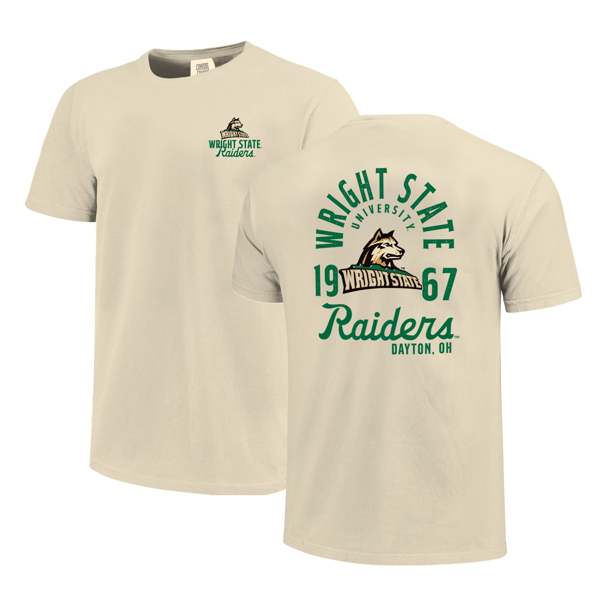 T-shirt crème pour homme avec logo de la mascotte des Wright State Raiders