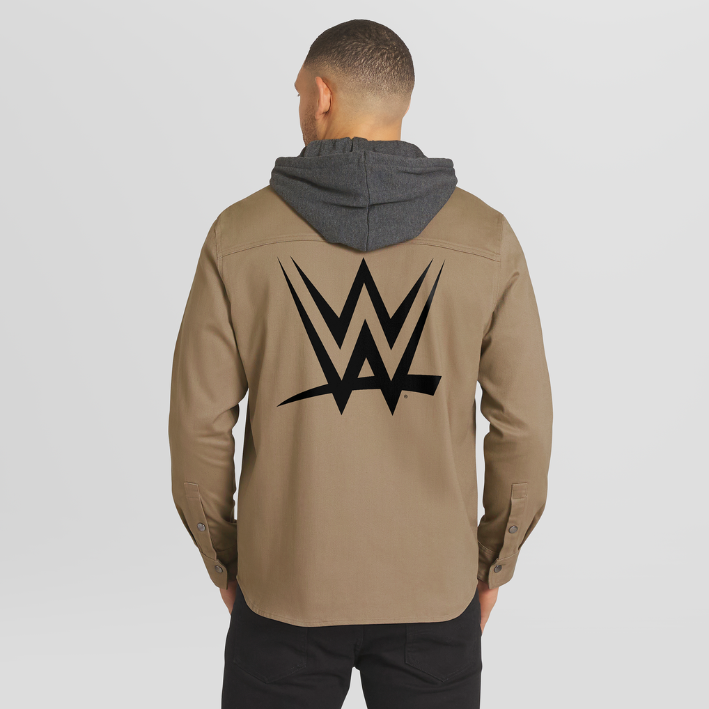 Men's Darius Rucker Collection by Fanatics Tan WWE Logo Full-Snap ...