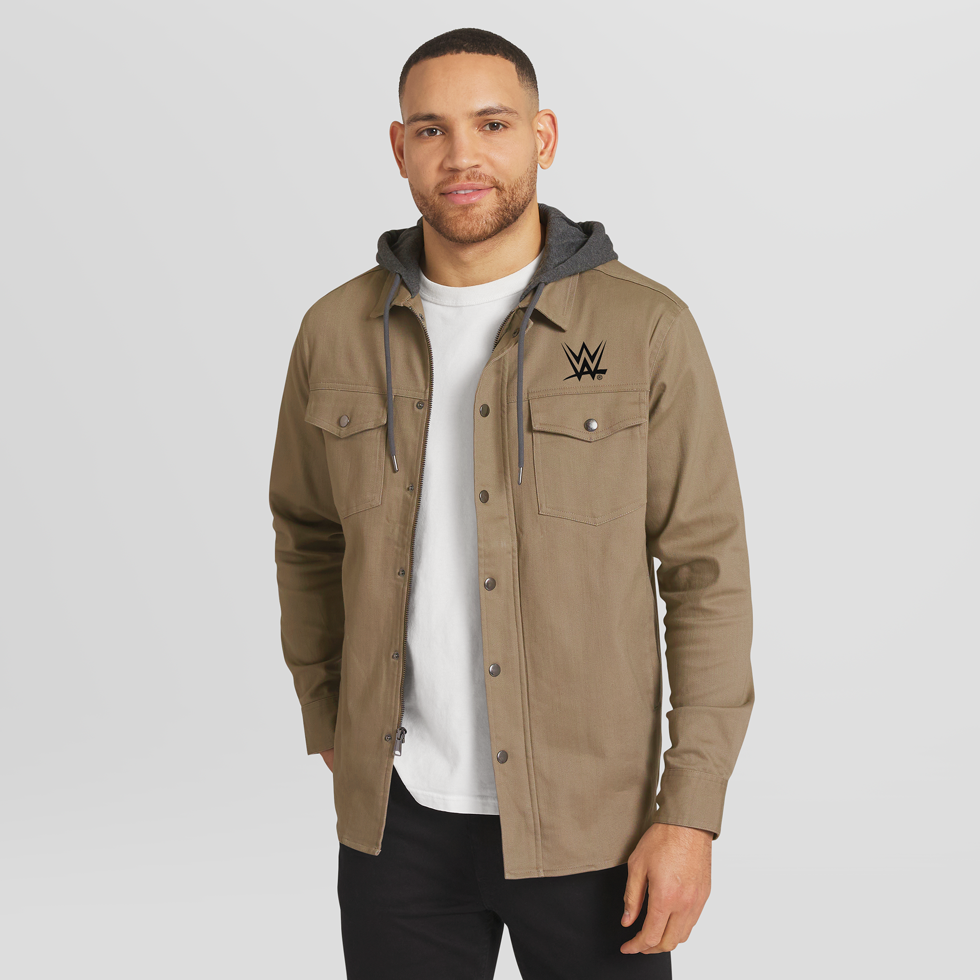 Men's Darius Rucker Collection by Fanatics Tan WWE Logo Full-Snap ...