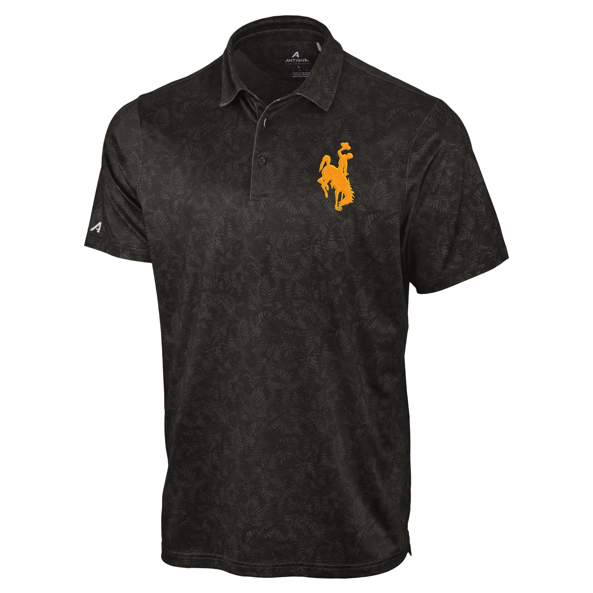 Men's Antigua Black Wyoming Cowboys Lush Polo