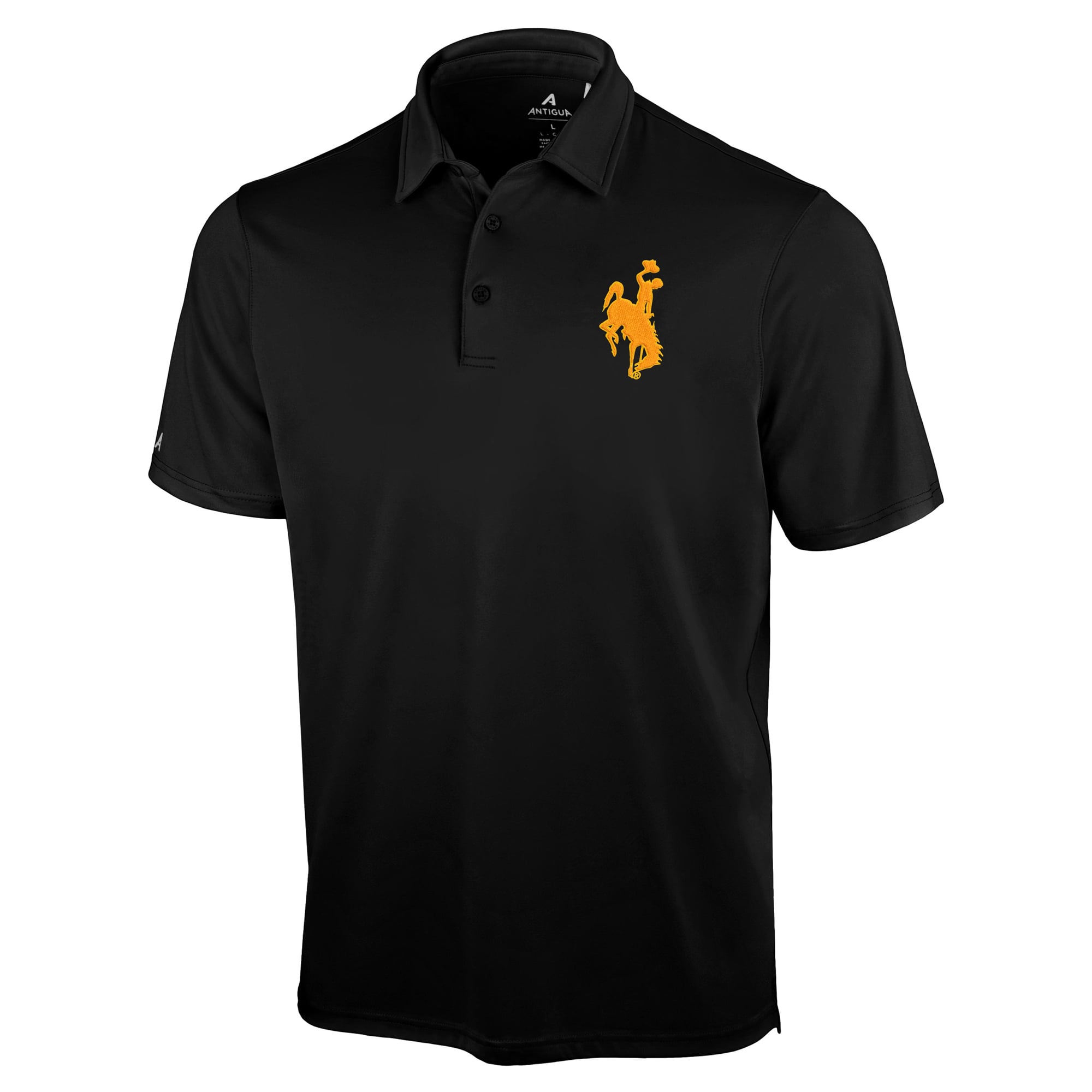 Polo Antigua noir pour homme, Wyoming Cowboys Unshakable Solid
