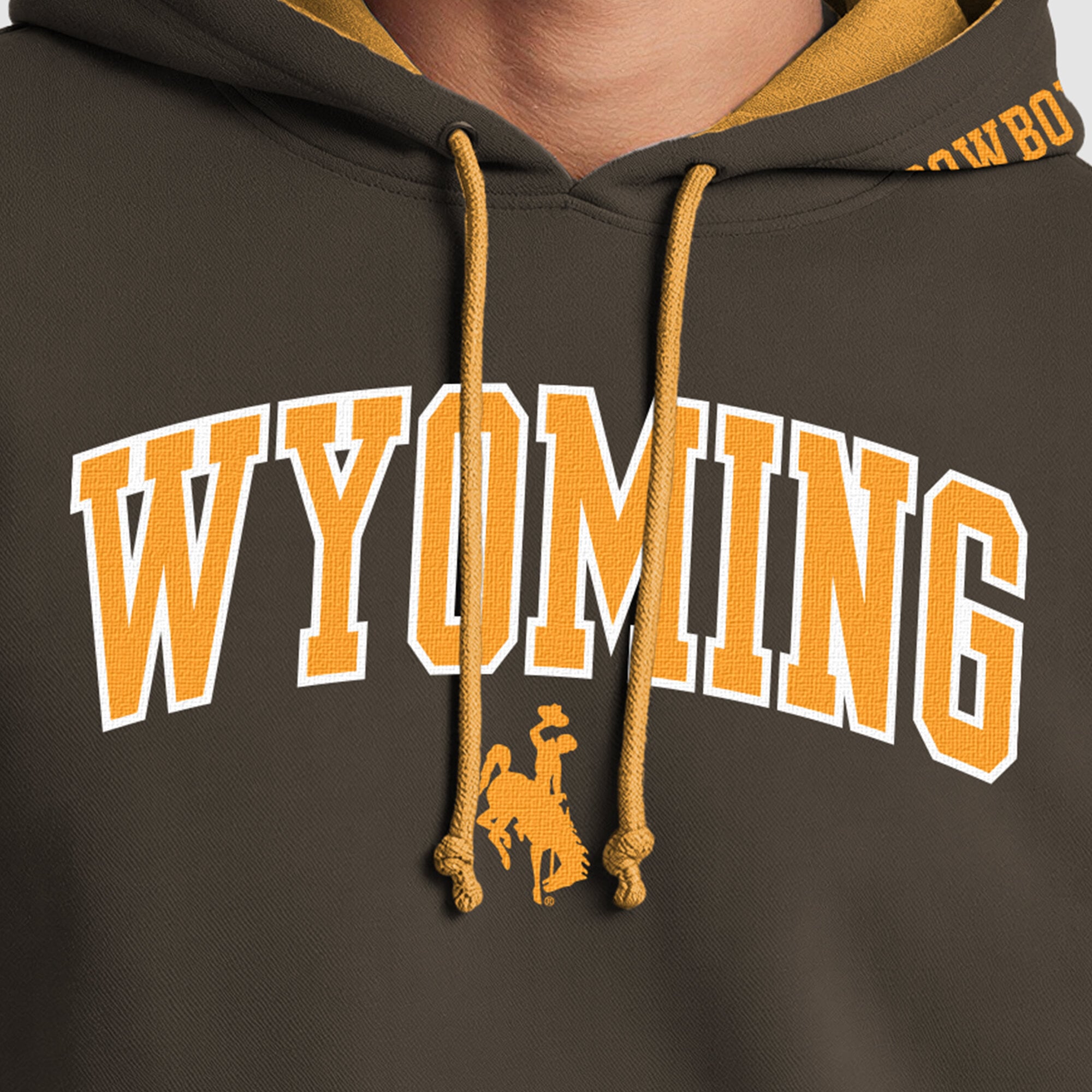 Sweat à capuche contrasté marron/or Wyoming Cowboys pour homme de la marque Champion