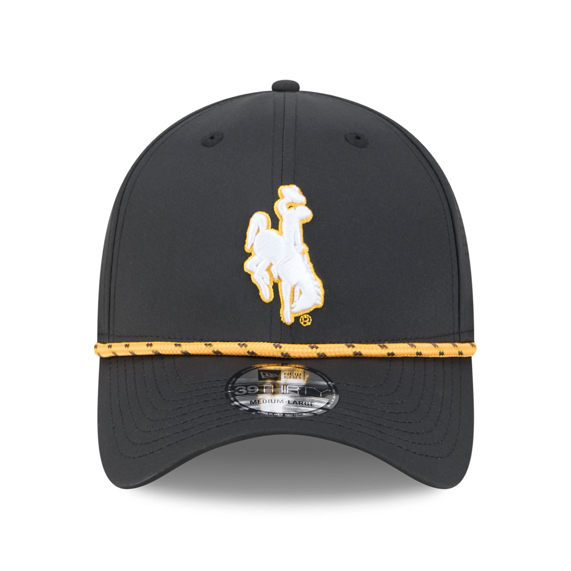 Casquette extensible New Era noire Wyoming Cowboys Performance Rope 39THIRTY pour homme