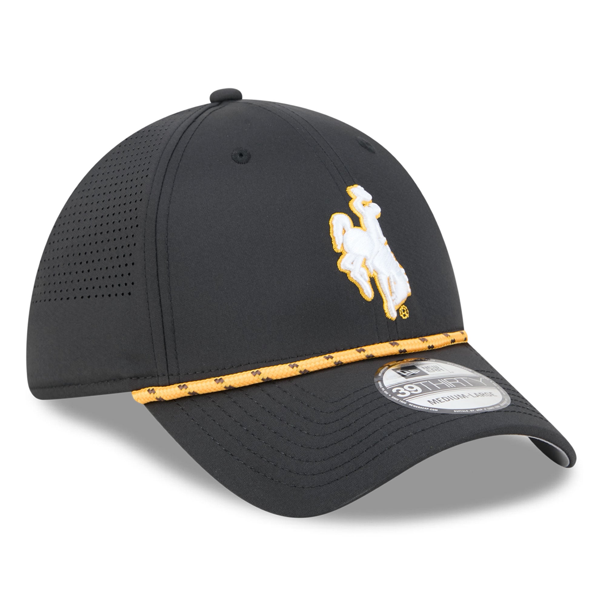Casquette extensible New Era noire Wyoming Cowboys Performance Rope 39THIRTY pour homme