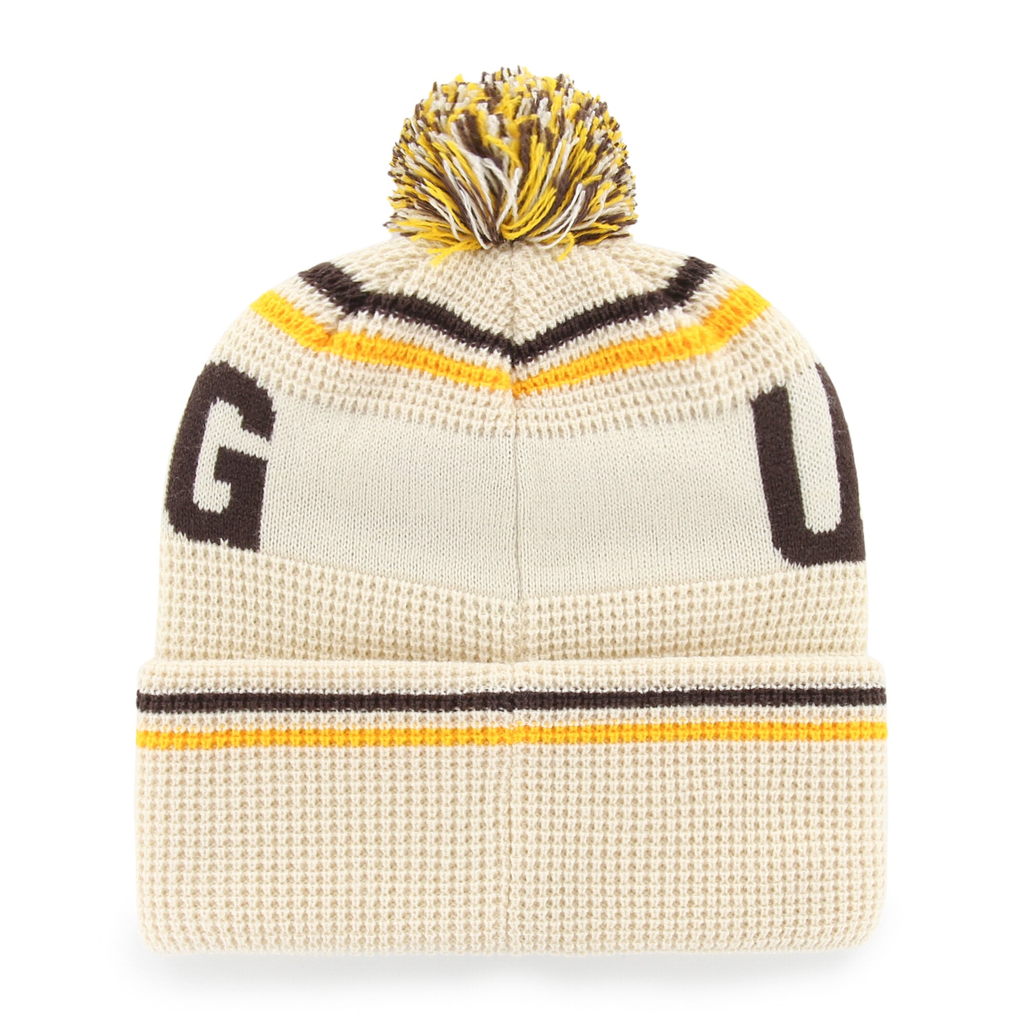 Bonnet unisexe '47 crème Wyoming Cowboys en maille gaufrée à revers avec pompon