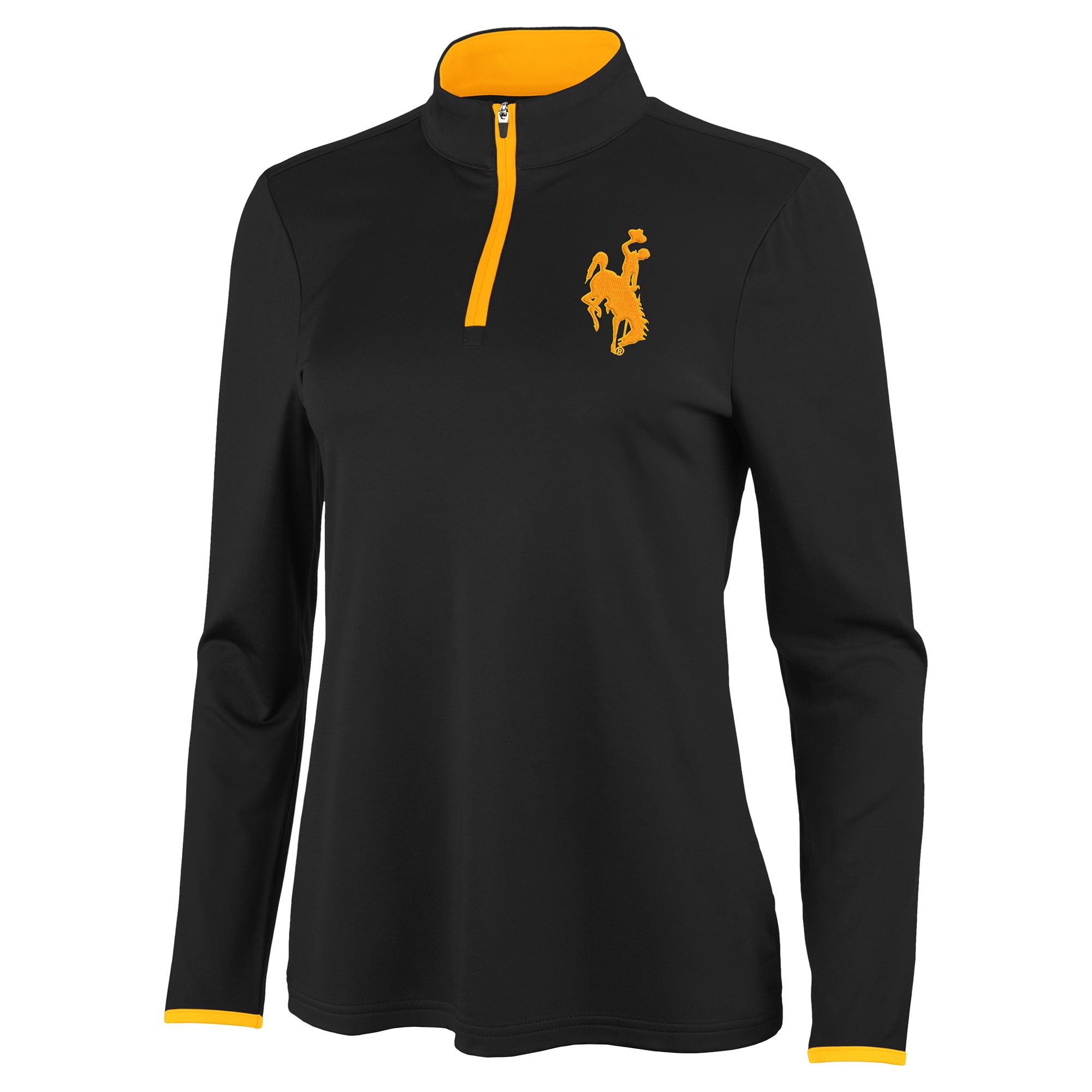 Pull à col zippé Antigua noir et or Wyoming Cowboys pour femme