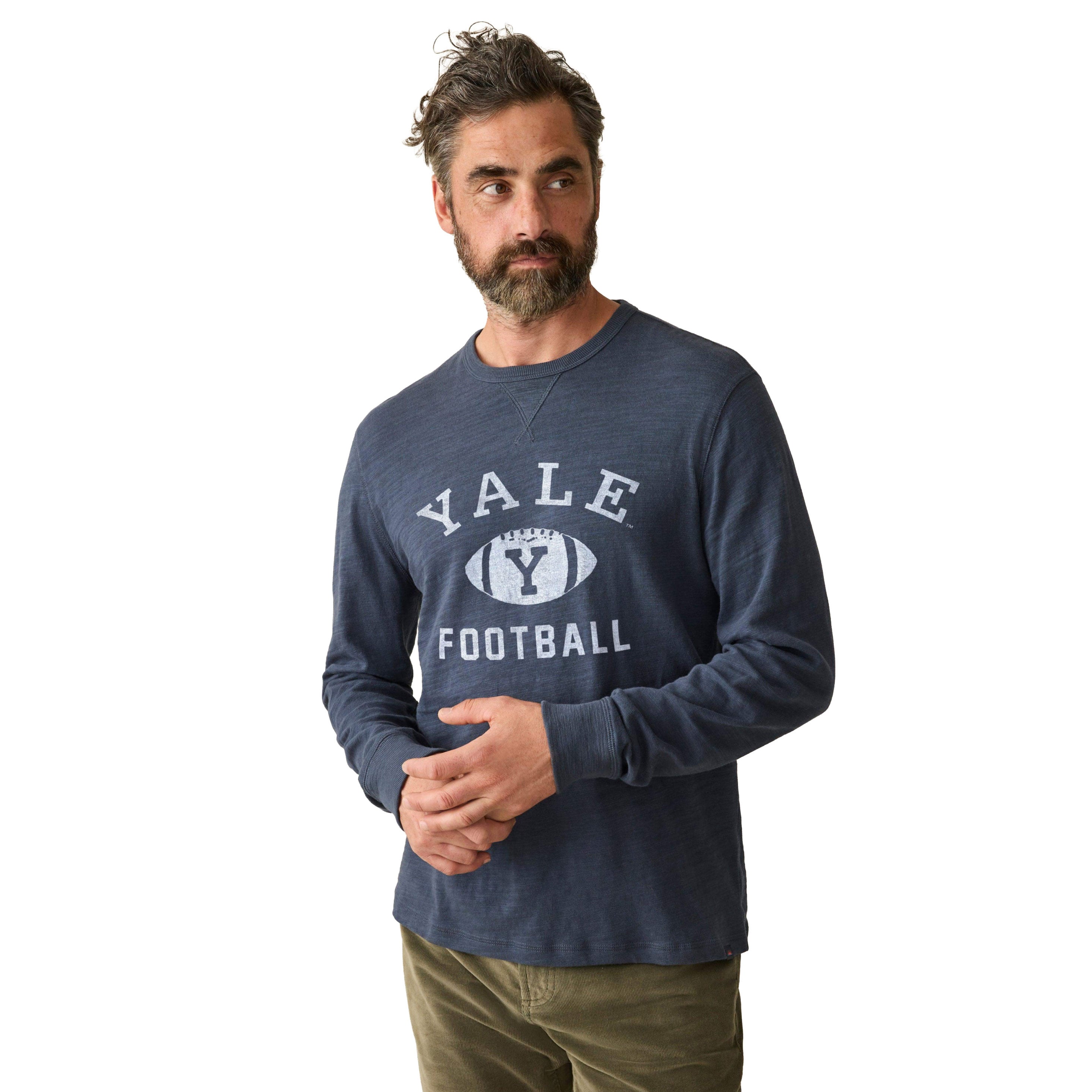 Men's FAHERTY Heather Navy Yale Bulldogs Sunwashed Slub Sweatshirt
