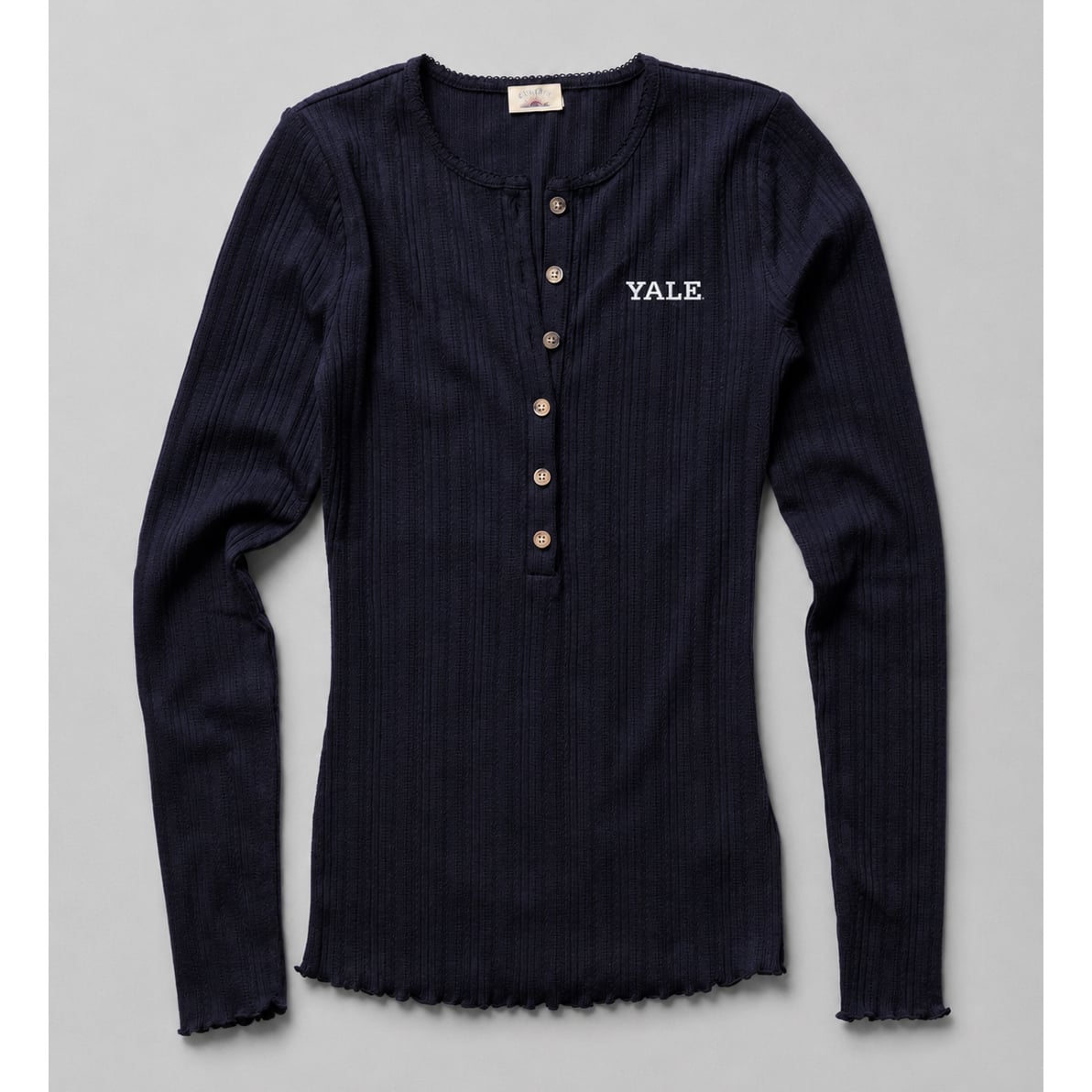 Chemise Henley FAHERTY bleu marine Yale Bulldogs Paradise Pointelle pour femme