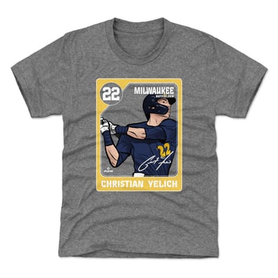 Christian Yelich 500 Level Youth Card T-Shirt - Gray