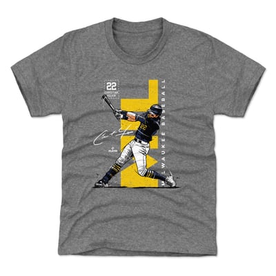 Christian Yelich 500 Level Youth Vertical T-Shirt - Gray