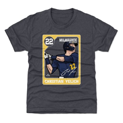 Christian Yelich 500 Level Youth Card T-Shirt - Navy