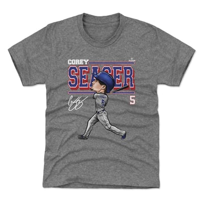 Corey Seager 500 Level Youth Cartoon T-Shirt - Gray