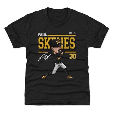 Paul Skenes 500 Level Youth Cartoon T-Shirt - Black