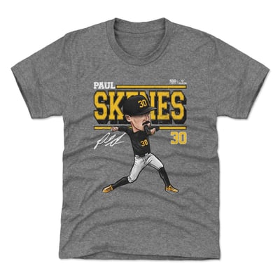Paul Skenes 500 Level Youth Cartoon T-Shirt - Gray