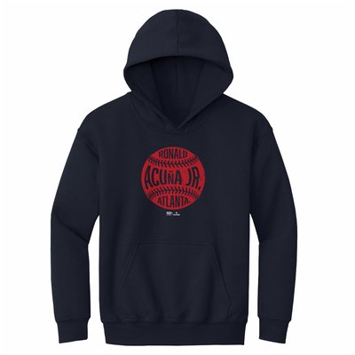 Ronald Acuña Jr. 500 Level Youth Vintage Baseball Hoodie - Navy