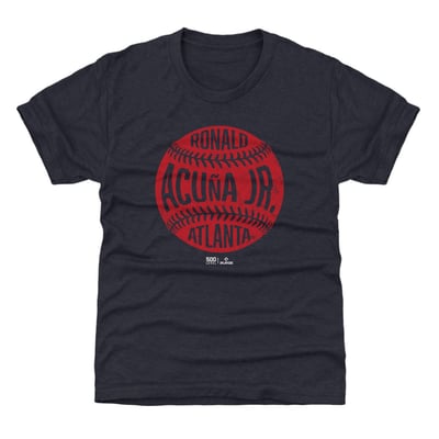 Ronald Acuña Jr. 500 Level Youth Vintage Baseball T-Shirt - Navy