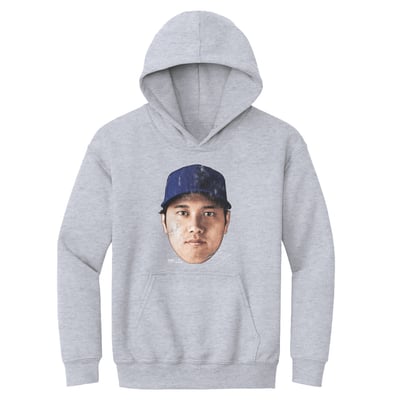 Shohei Ohtani 500 Level Youth Vintage Head Hoodie - Gray