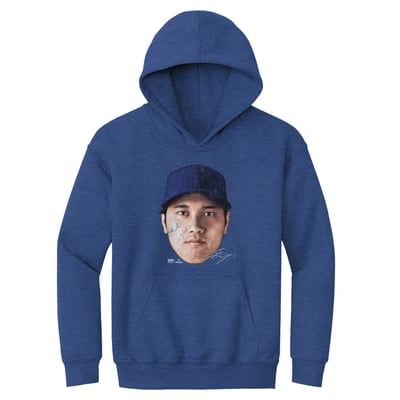 Shohei Ohtani 500 Level Youth Vintage Head Hoodie - Heather Royal