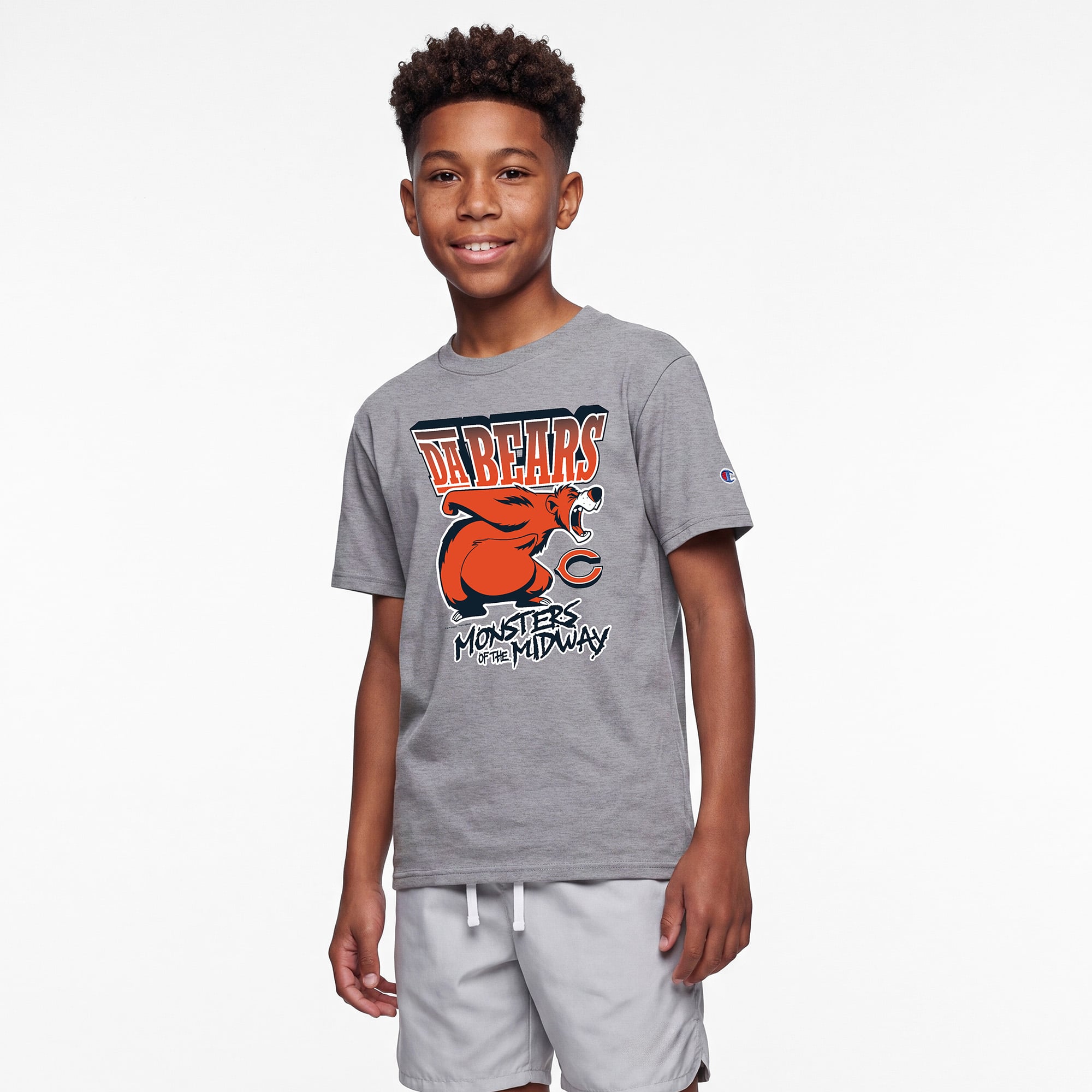 T-shirt Baloo gris chiné Disney x Champion pour enfant, Chicago Bears