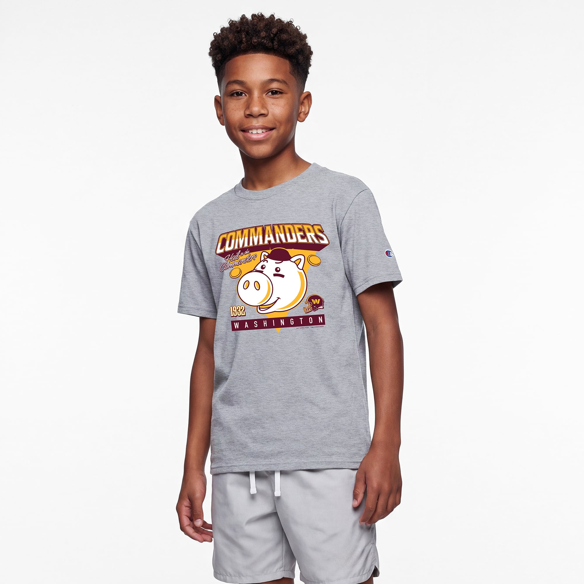 T-shirt Disney x Champion Heather Gray Washington Commanders Hamm pour jeunes