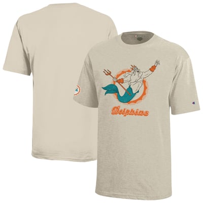 Miami Dolphins Disney x Champion Youth King Triton T-Shirt - Oatmeal