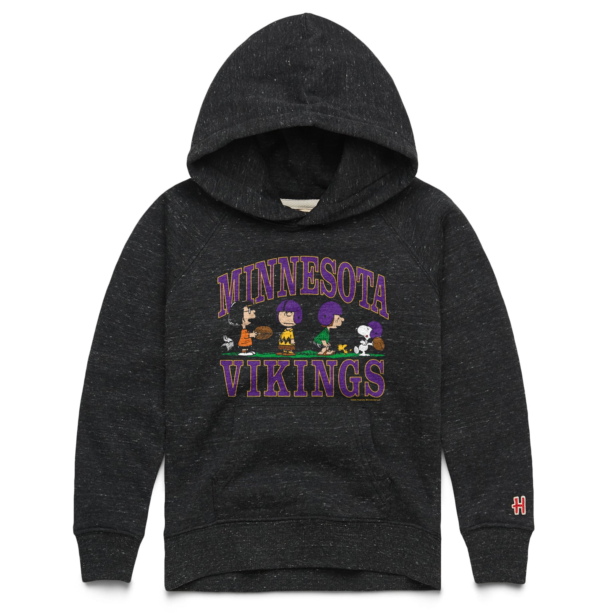 Youth Homage Charcoal Minnesota Vikings x Peanuts Backyard Football Tri-Blend Hoodie