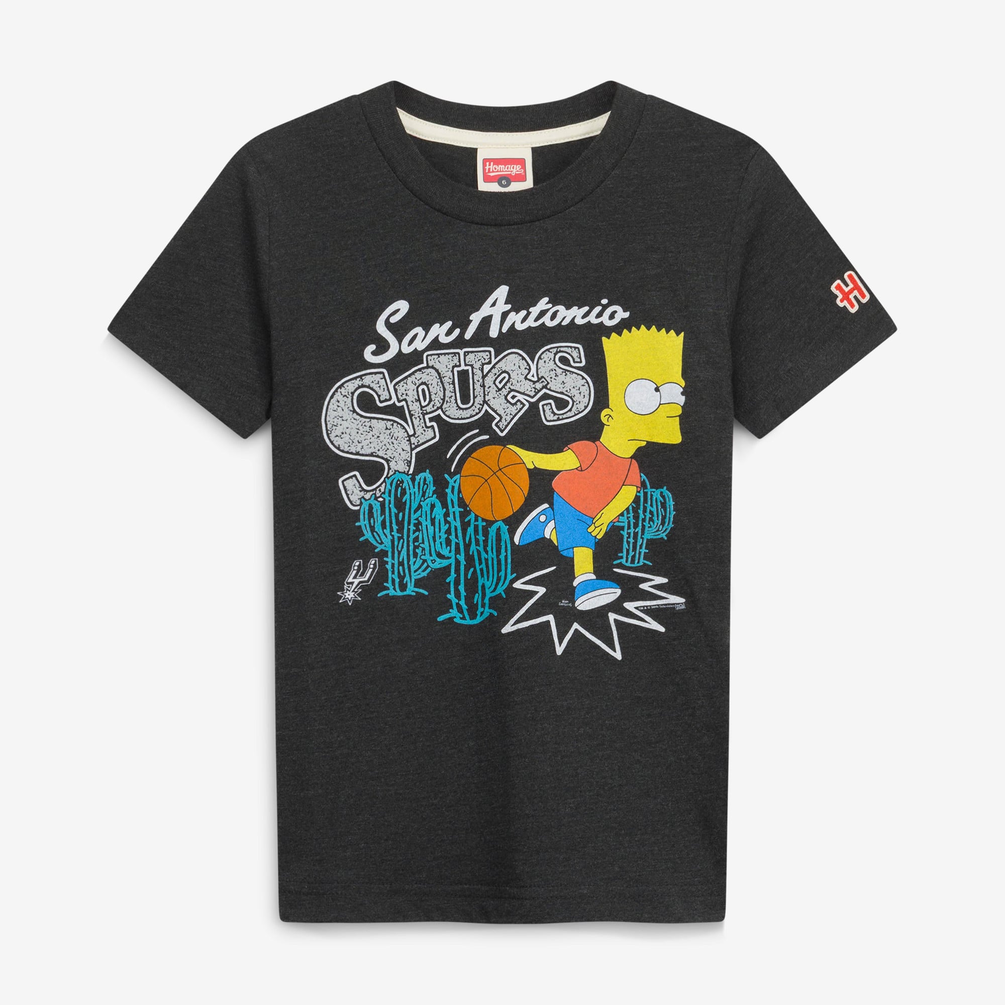 Youth Homage Charcoal San Antonio Spurs x The Simpsons Tri-Blend T-Shirt