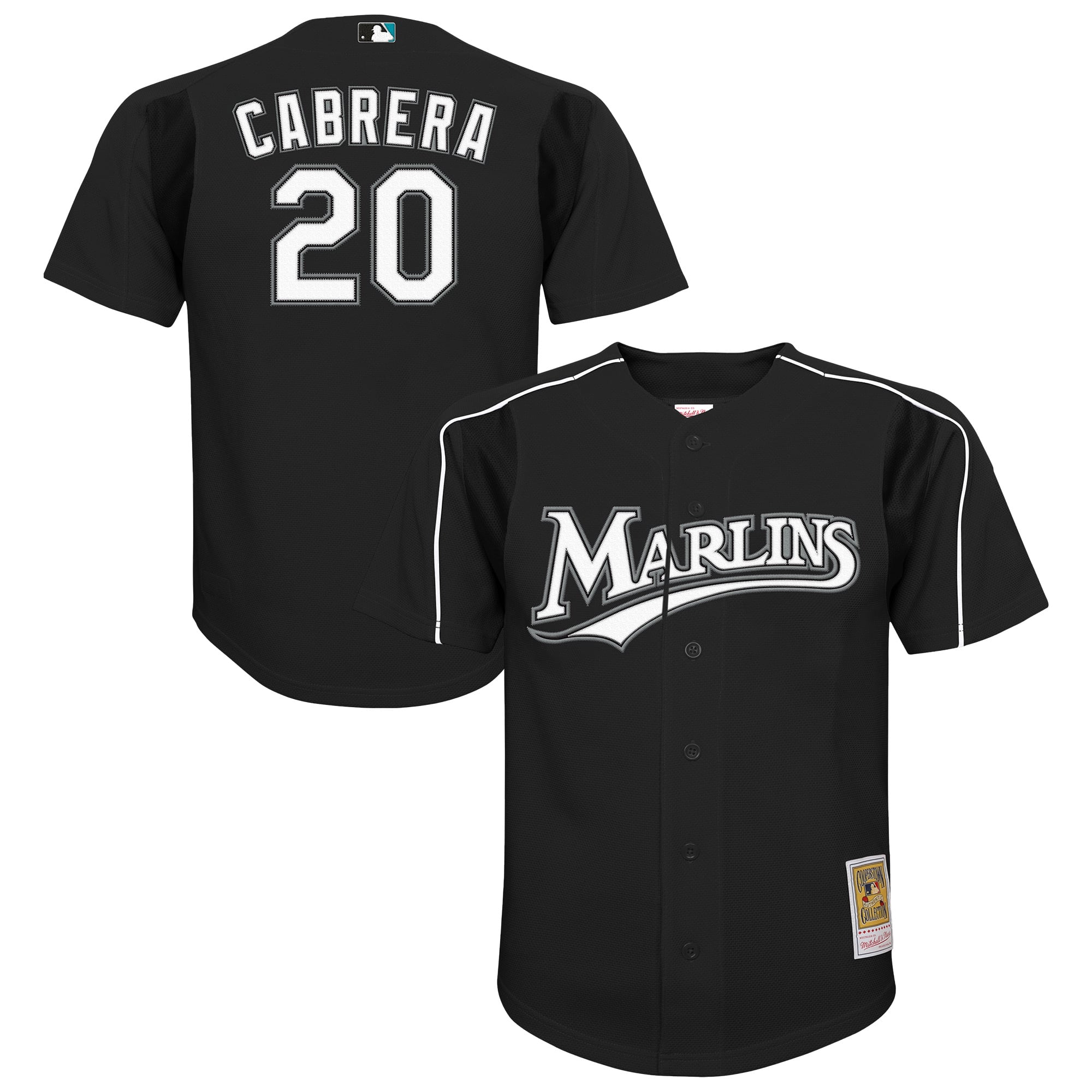 Youth Mitchell & Ness Miguel Cabrera Black Florida Marlins Mesh Batting Practice Replica Jersey