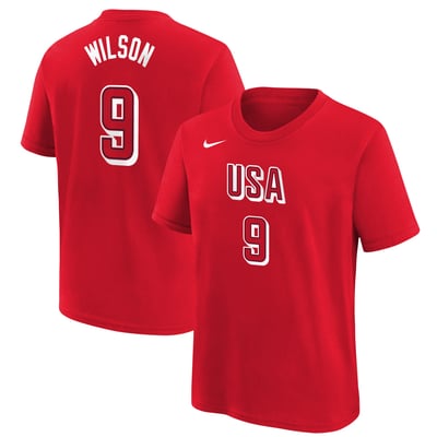 A'ja Wilson USA Basketball Nike Youth Name & Number T-Shirt - Red
