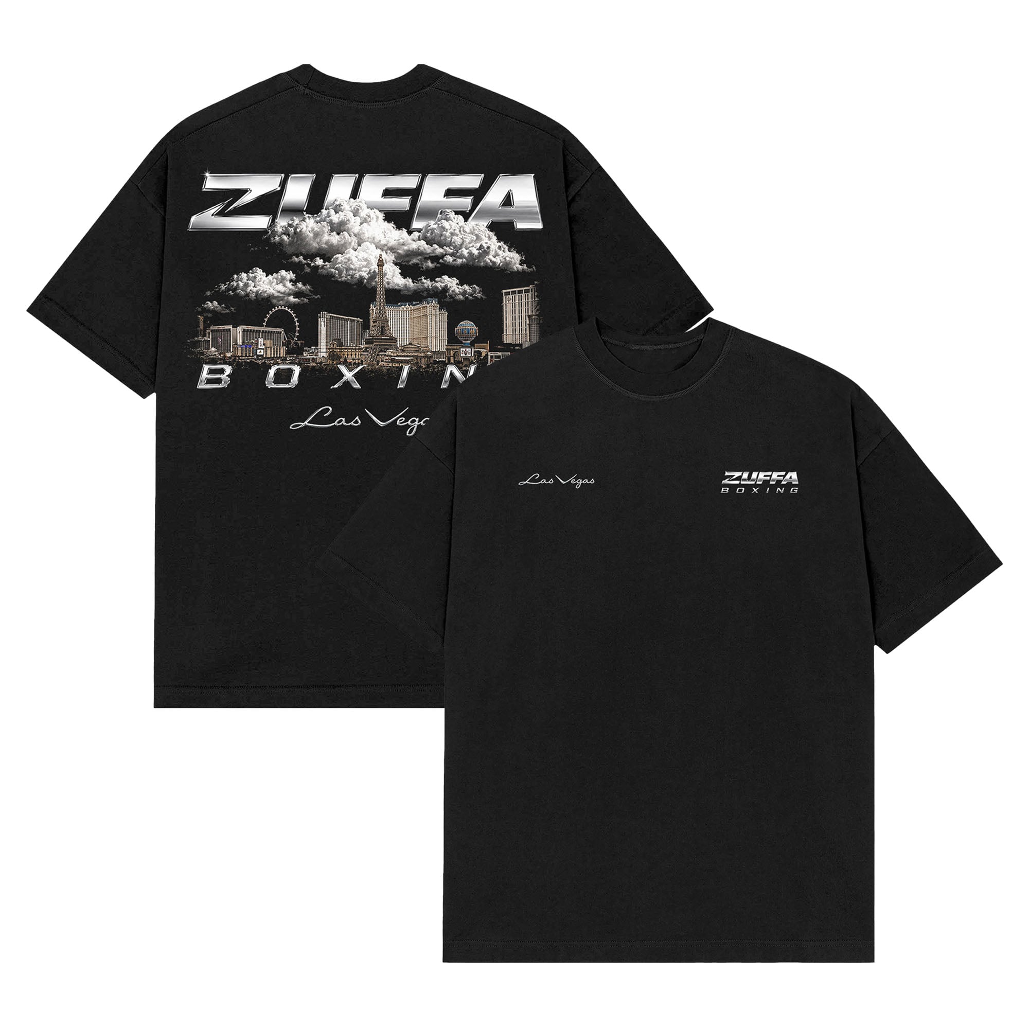 Men's Black Garcia vs. Benn Zuffa Boxing 11 Las Vegas Chrome Skyline T-Shirt